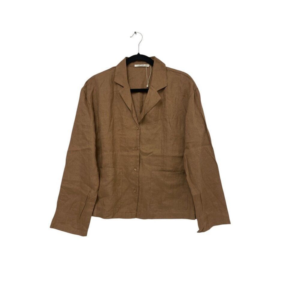 Zara Home Womens Blazer Jacket Size S Brown Linen Single Breasted 3122/579 NWOT